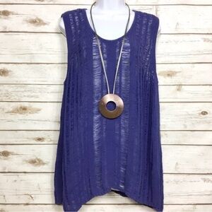 Blue Ribbon Yarn Sleeveless Top by Daisy Fuentes